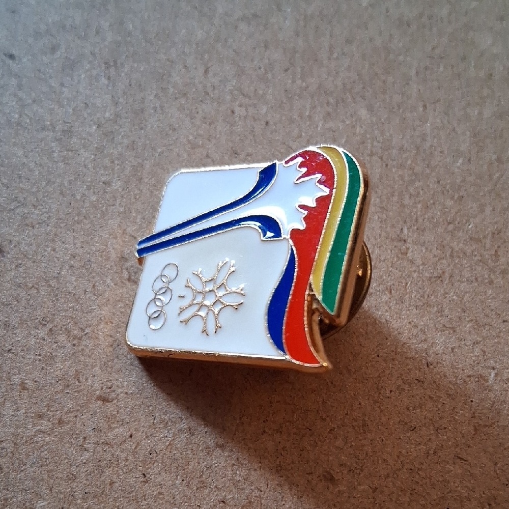 Winter Olympics Enamel Pin - White, Red, Blue, Green - Picture 2 of 6